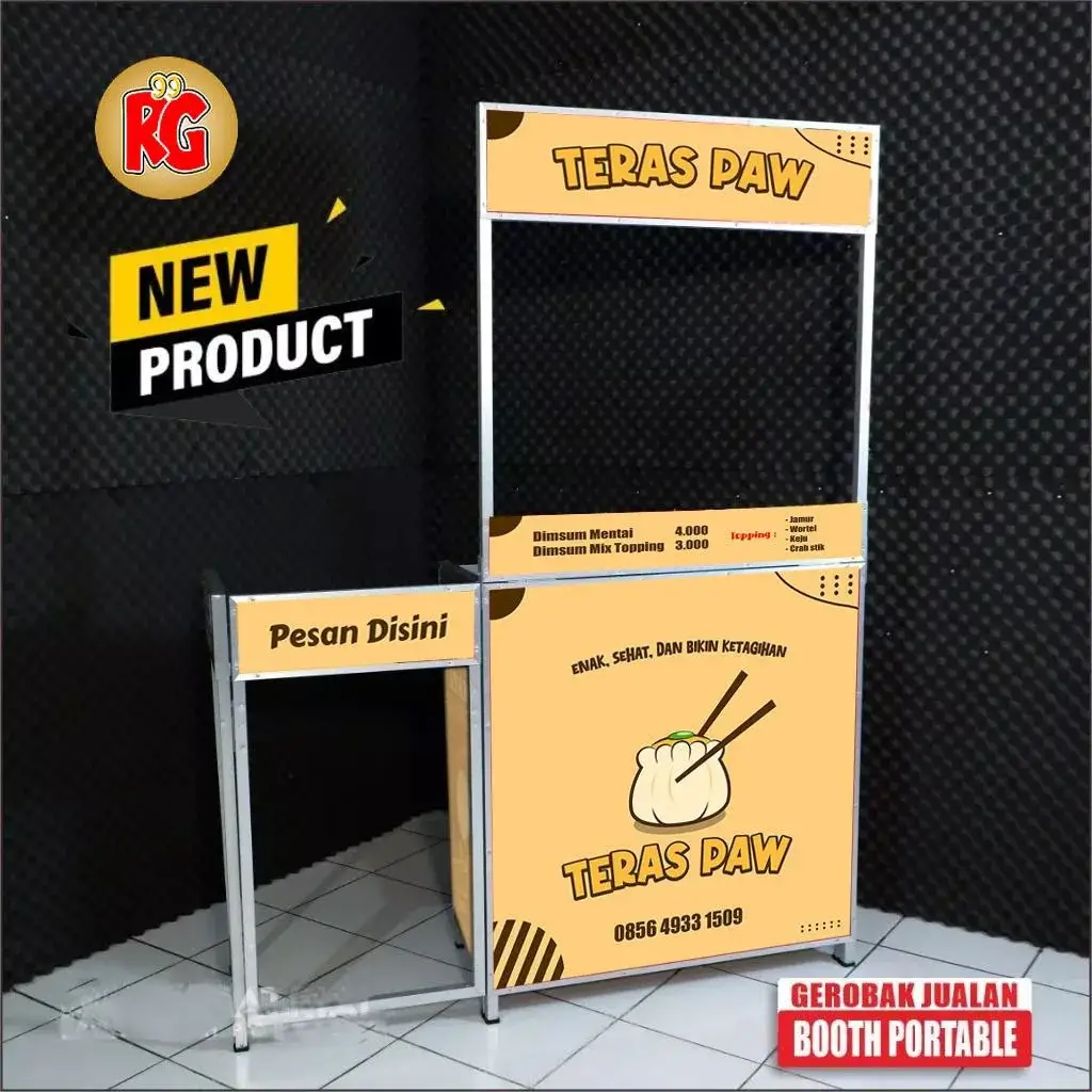 Booth portable gerobak rombong lipat murah meja jualan type meja kompor 1Tungku raja gerobak 99 gresik surabaya (RSK1T)