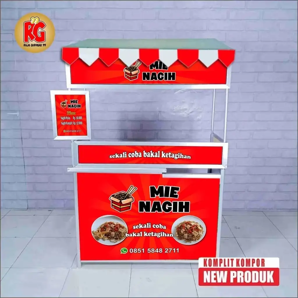 Booth portable meja komplit kompor gerobak lipat meja lipat jualan murah raja gerobak 99 gresik surabaya (KK)