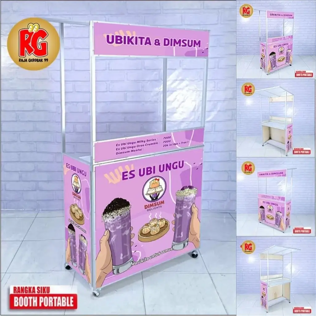 Booth portable RS atap gerobak lipat meja lipat jualan raja gerobak 99 gresik surabaya (RSA)